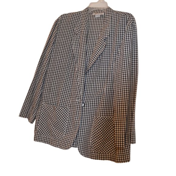 Cathy Daniels Black & White Checkers Light Cotton Long Sleeves Jacket Women M - Picture 8 of 8